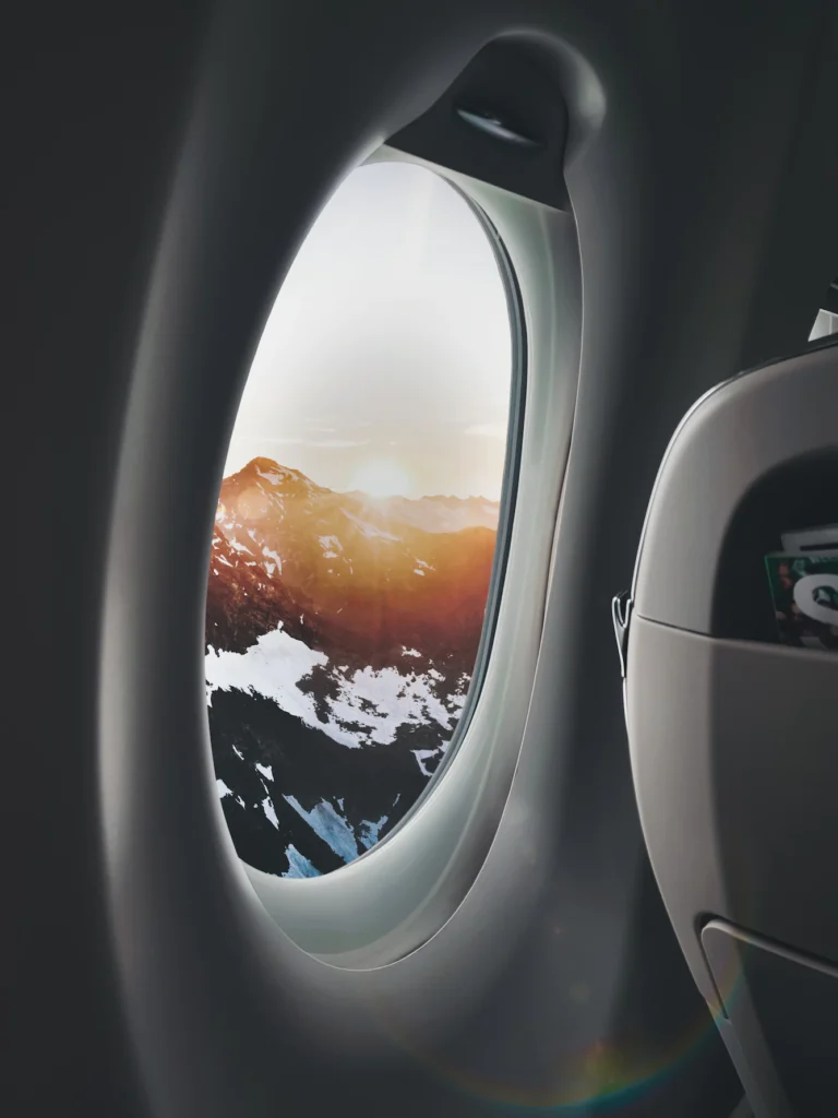 Airplane view through window