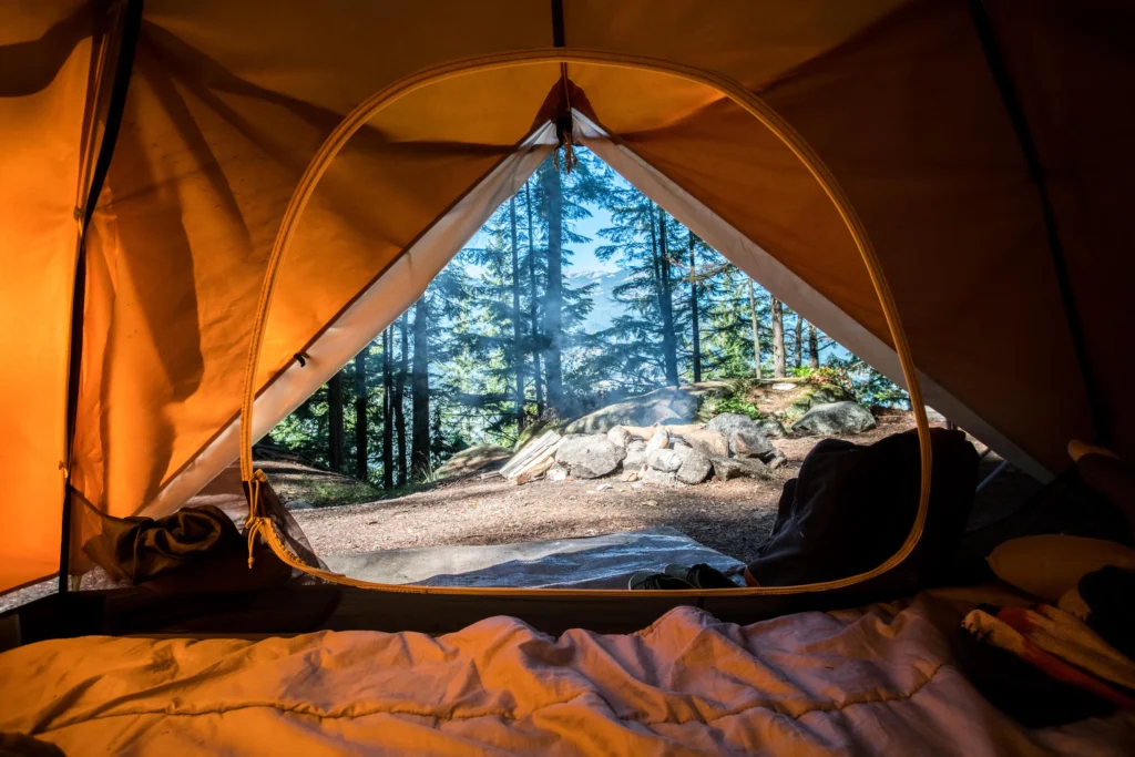 Inside tent