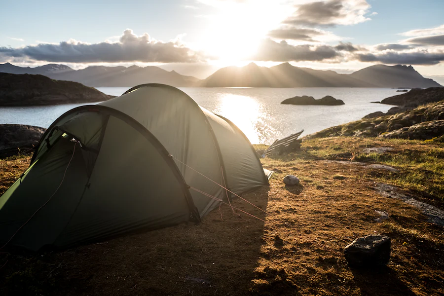 Camping by ocean