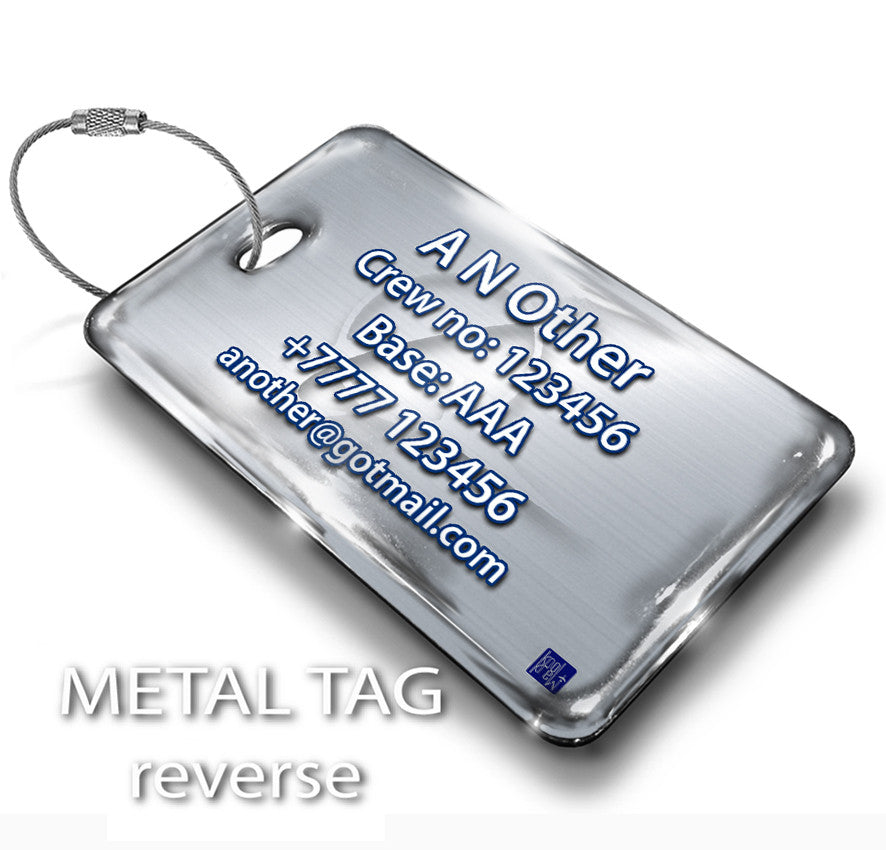 Boeing B757 Blue Luggage Tag Boeing B757 Blue Luggage Tag β rectangular metal tag view 2