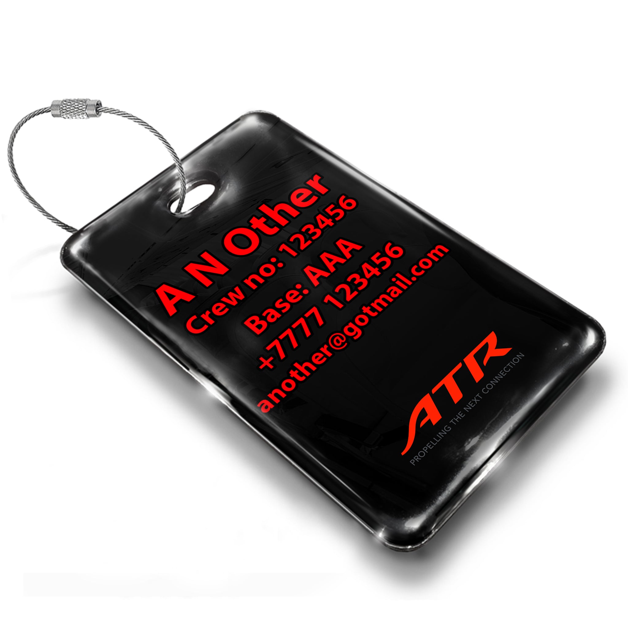 ATR 72 Abstract Luggage Tag — rectangular metal tag view 2