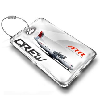ATR 72 White Luggage Tag — rectangular metal tag view 1