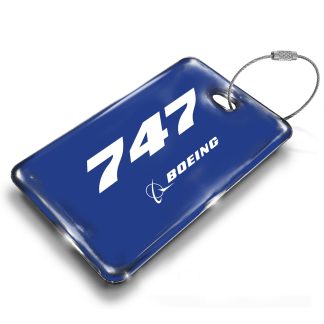 Boeing B747 Blue Luggage Tag — rectangular metal tag view 1