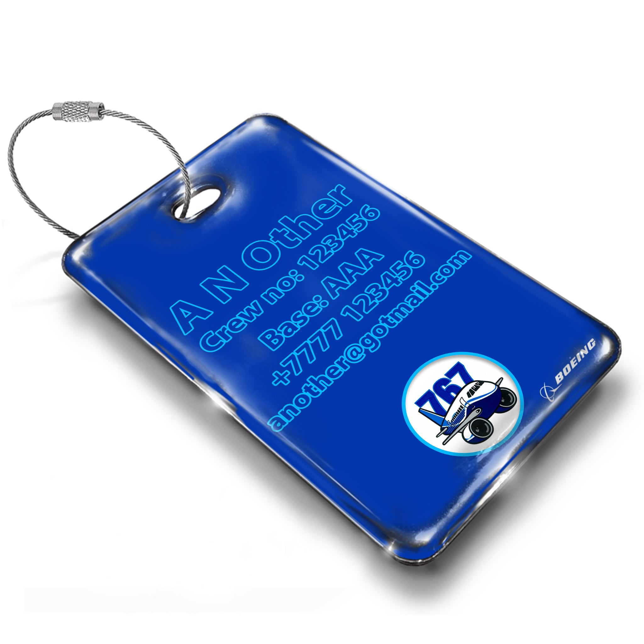 Boeing B767 Pudgy Luggage Tag Boeing B767 Pudgy Luggage Tag β rectangular metal tag view 2
