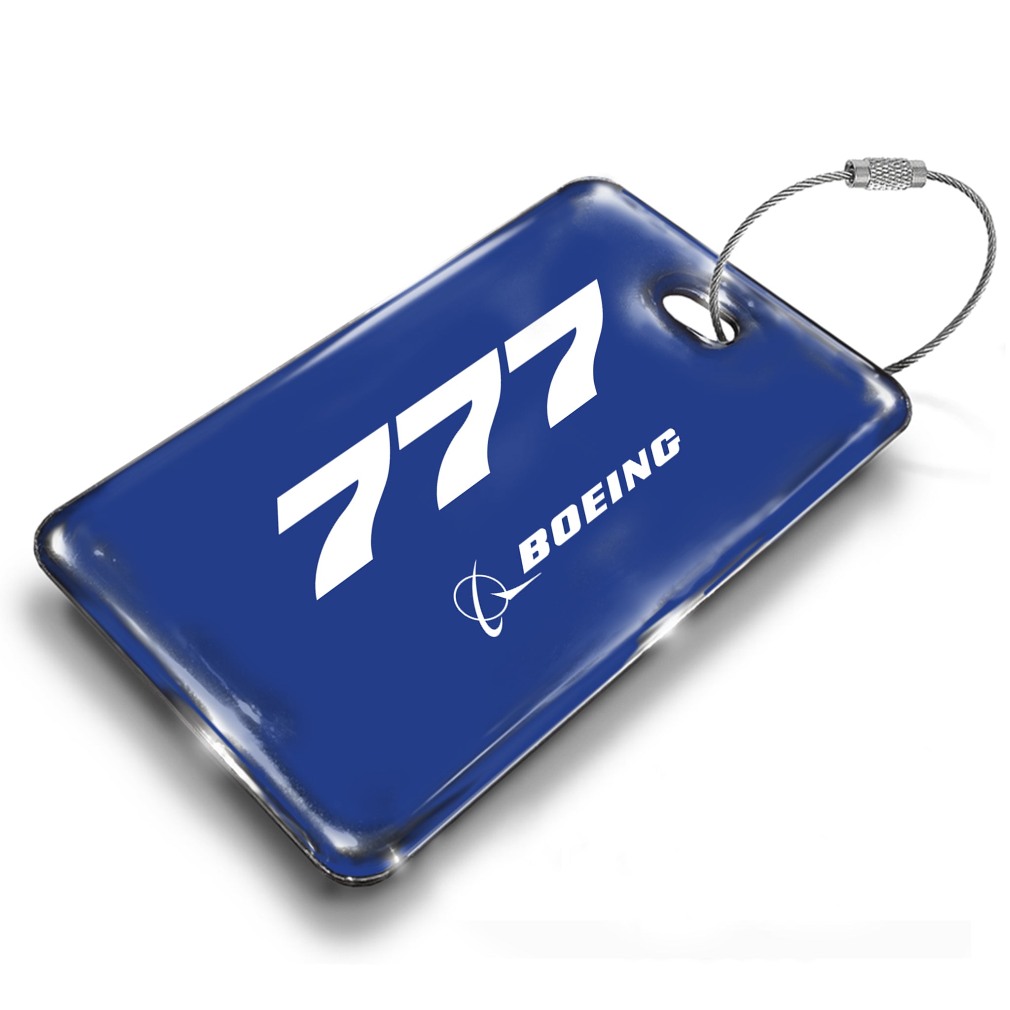 Boeing B777 Blue Luggage Tag Boeing B777 Blue Luggage Tag β rectangular metal tag view 1