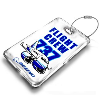 Boeing B737 Pudgy Luggage Tag — rectangular metal tag view 1