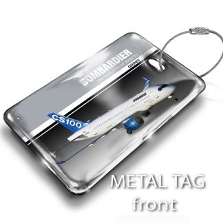 Bombardier CS100 C Series Landscape Luggage Tag — rectangular metal tag view 1