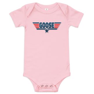 GOOSE custom Maverick baby bodysuit on pink