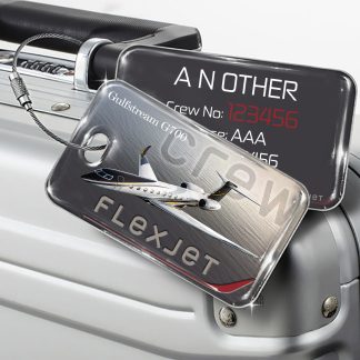 Flexjet Embraer Gulfstream 700 Luggage Tag — rectangular metal tag view 1