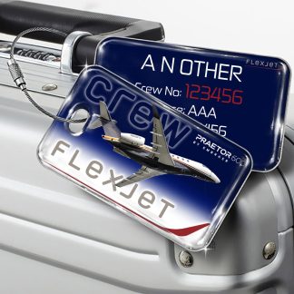 Flexjet Embraer Praetor 600 Luggage Tag — rectangular metal tag view 1