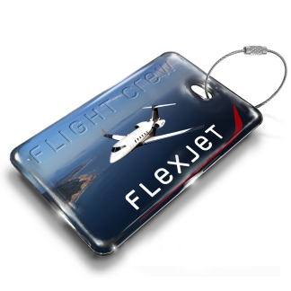 Flexjet Challenger 350 Crew Tag 2 Luggage Tag — rectangular metal tag view 1