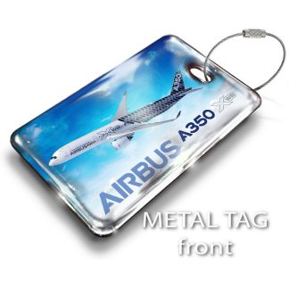 A350 X-WB Luggage Tag — rectangular metal tag view 1