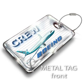 B737 Max Luggage Tag — rectangular metal tag view 1