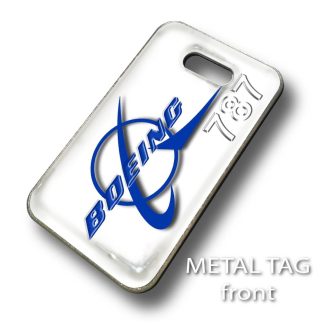Boeing 787 Logo Luggage Tag — rectangular metal tag view 1
