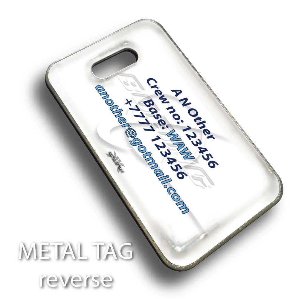 Boeing 787-White Luggage Tag Boeing 787-White Luggage Tag β rectangular metal tag view 2
