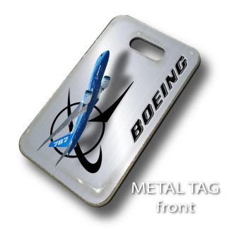 Boeing 787-Silver Luggage Tag — rectangular metal tag view 1