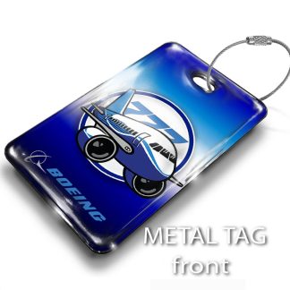 Boeing B777 Pudgy Luggage Tag — rectangular metal tag view 1