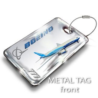 Boeing B777 Luggage Tag — rectangular metal tag view 1