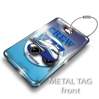 Boeing B777 Pudgy Luggage Tag — rectangular metal tag view 1