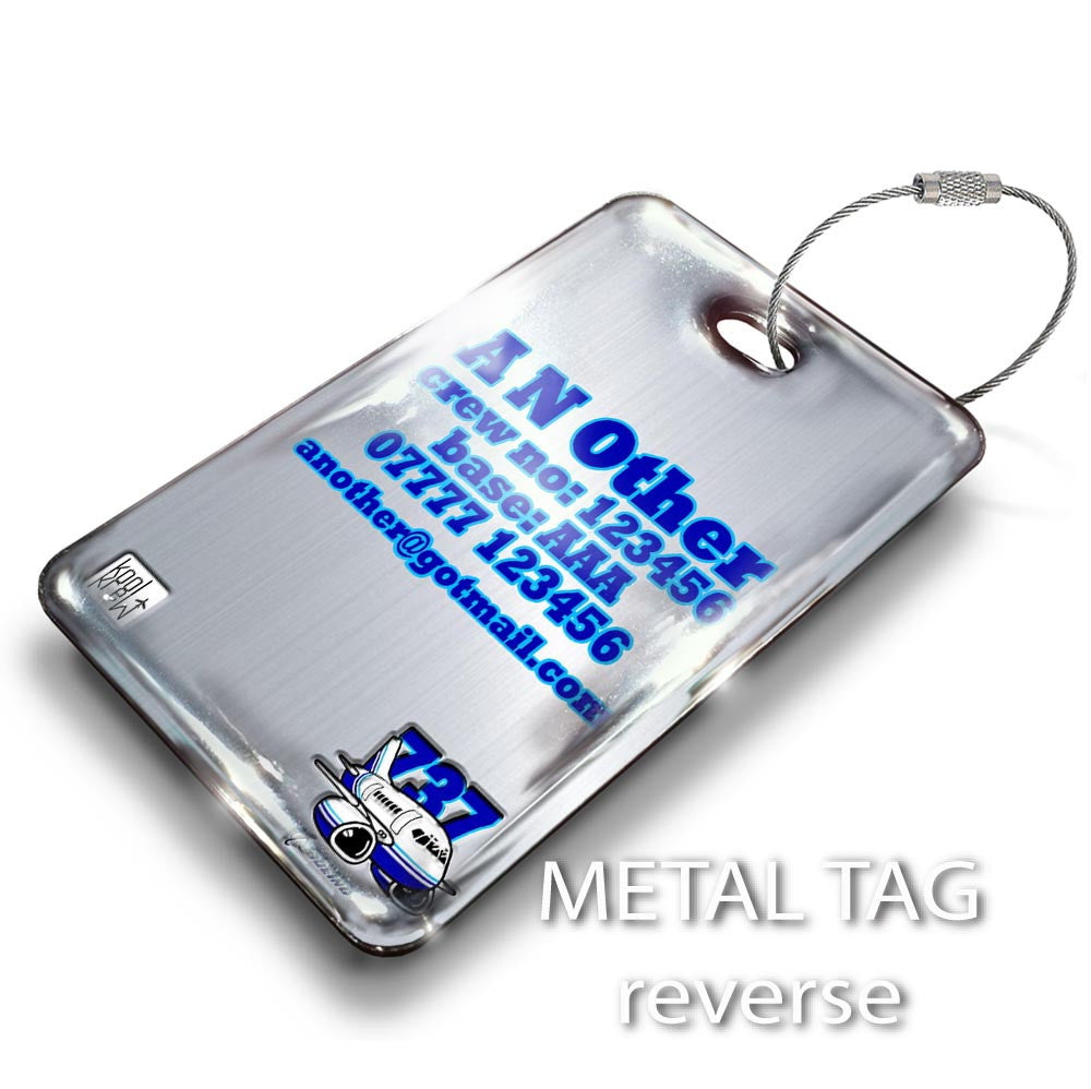 Boeing Pudgy B737 Luggage Tag Boeing Pudgy B737 Luggage Tag β rectangular metal tag view 2