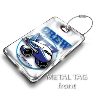 Boeing Pudgy B777-White Luggage Tag — rectangular metal tag view 1